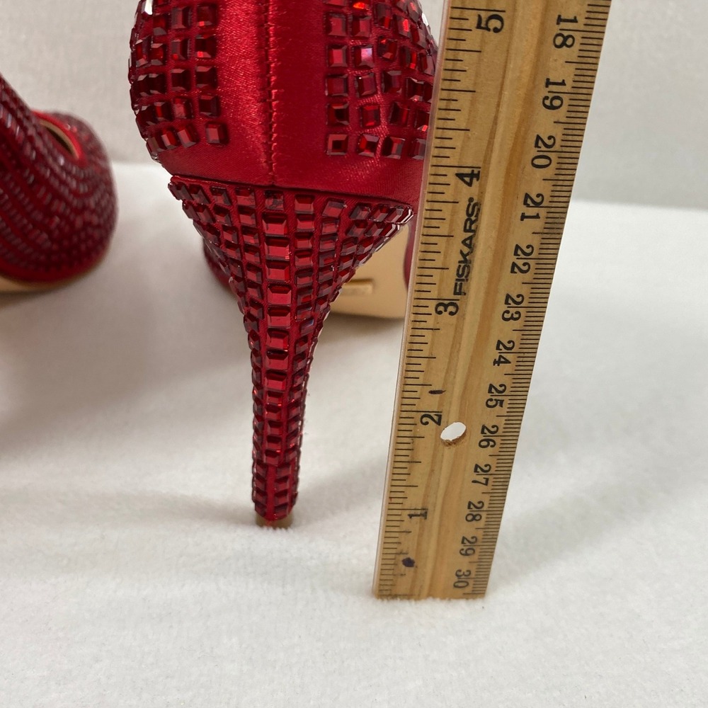 Lauren Lorraine Pumps Womens 10 Dazzle Red Embellished Stiletto Heels Glam Party - Picture 7 of 13